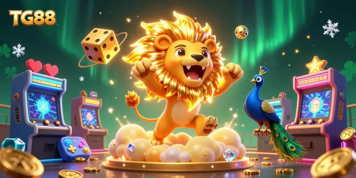 Experience thrilling moments with TG88 as a sun lion and cosmic elements bring joy to gambling.