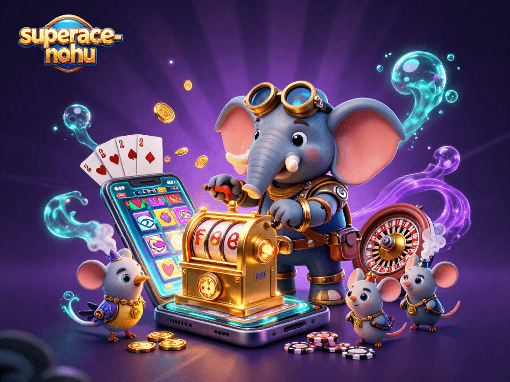 Experience thrilling gameplay with superace-nohu's cartoon characters and lively slot machine action.