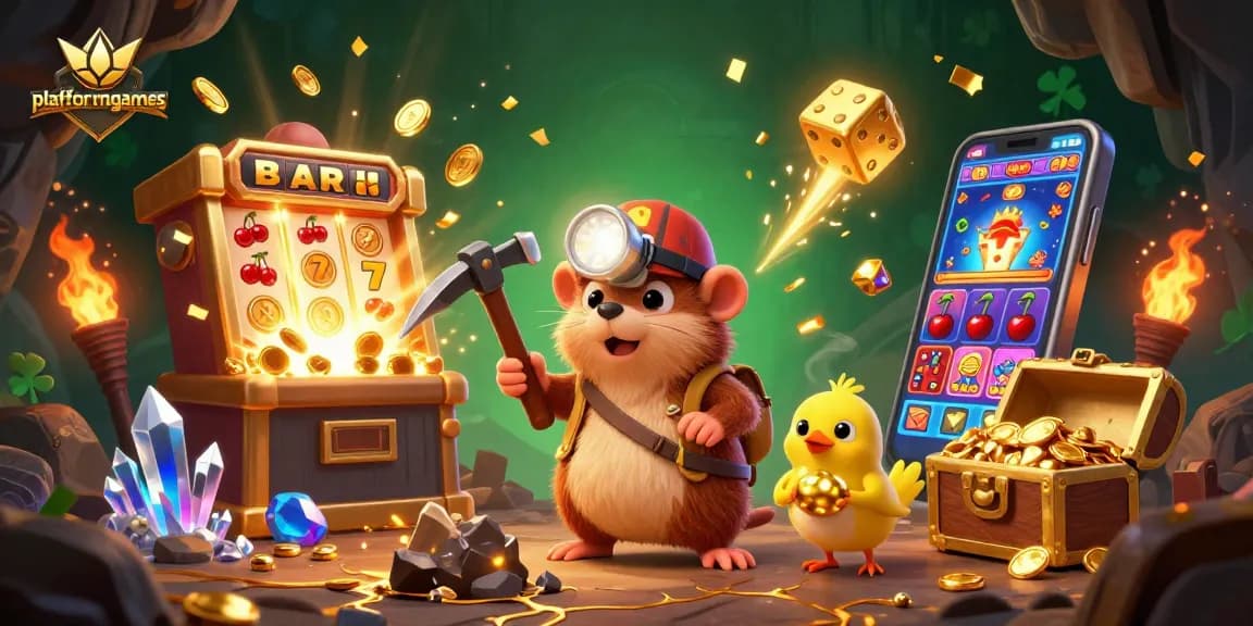 Experience thrilling gameplay at platformgames with a 3D treasure hunter mole in a vibrant casino scene.