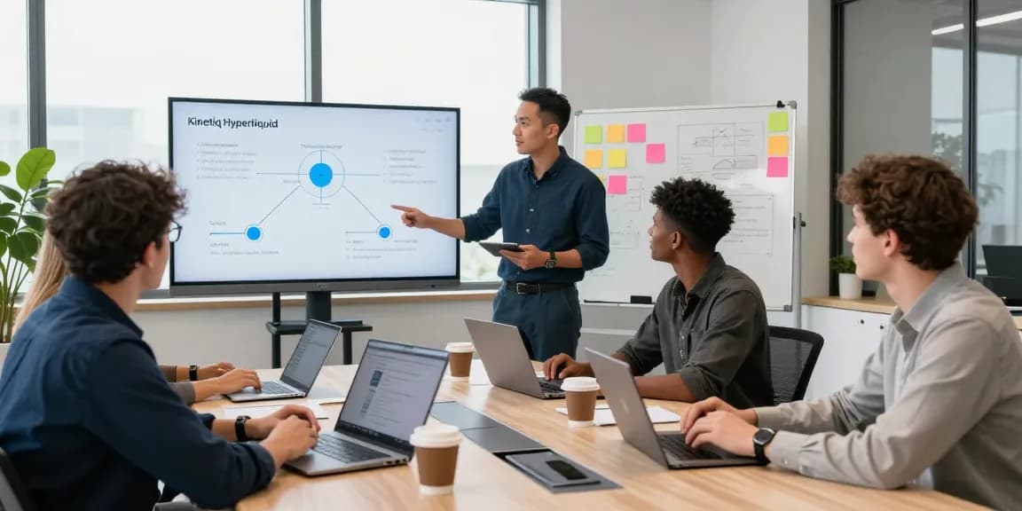 Kinetiq Hyperliquid team collaborating on liquid staking strategies in a modern office environment.