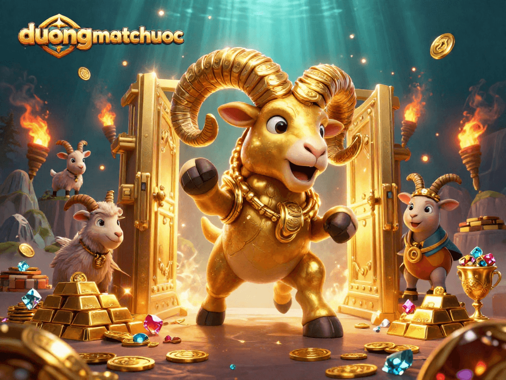 Engage with duongmatchuoc as a golden ram charges through treasure, featuring dynamic casino elements.