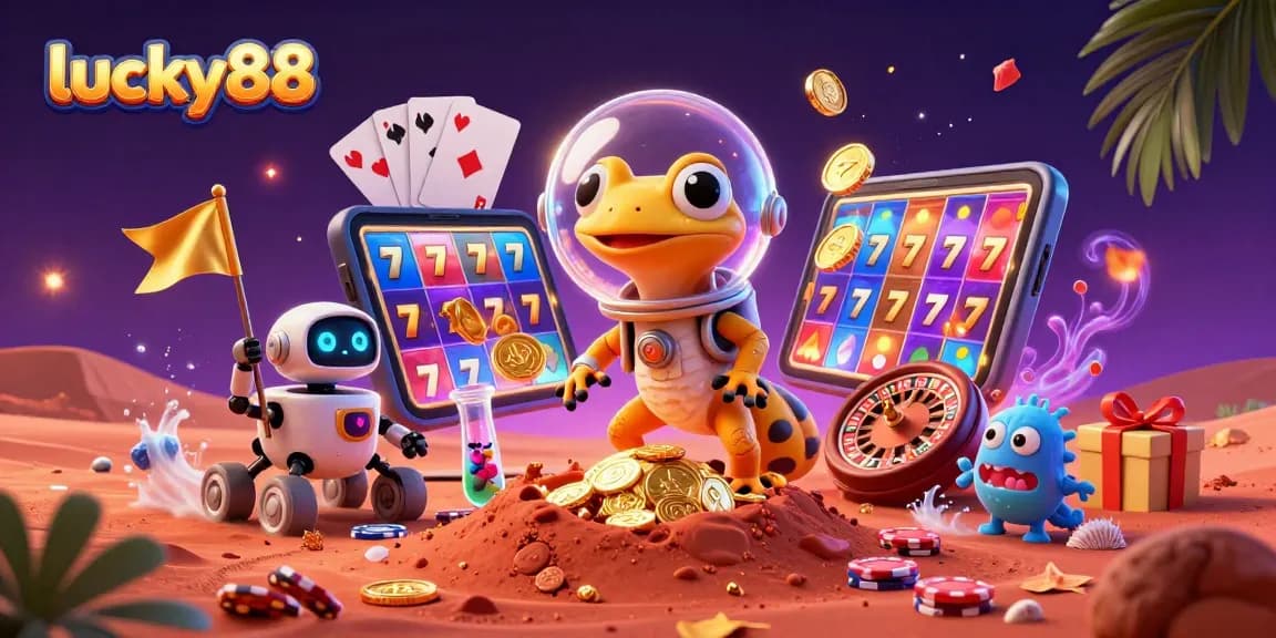 Experience the thrilling gameplay of lucky88 with colorful slot reels and vibrant casino elements in stunning detail.