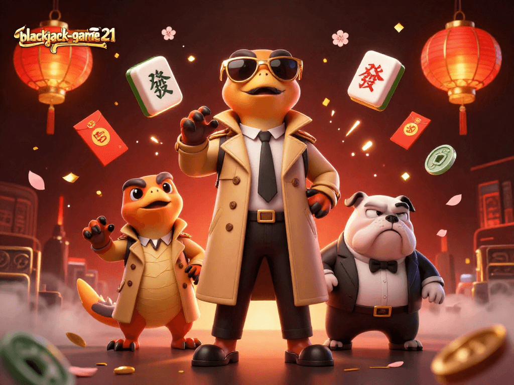 Experience blackjack-game21 excitement with cartoon raptors attempting casino entry, blending humor and gaming.