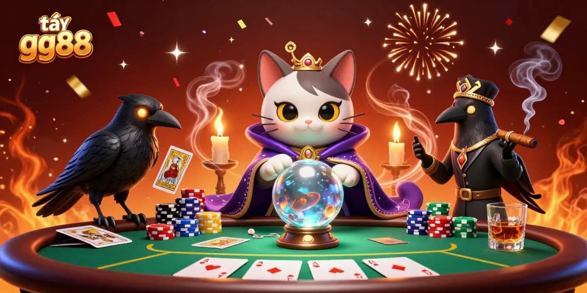 Play exciting games at tải gg88 with vibrant, mystical casino atmosphere featuring dynamic characters and elements.