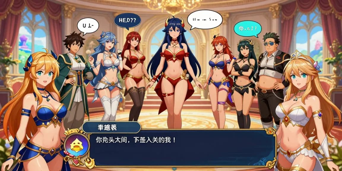Engaging animated scene of diverse characters in free hentai game, showcasing vibrant art and interactive gameplay.