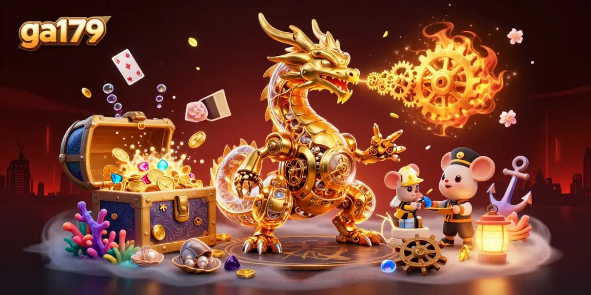 Engage with the ga179 gaming universe featuring a dragon and treasure, immersing in thrilling gameplay.