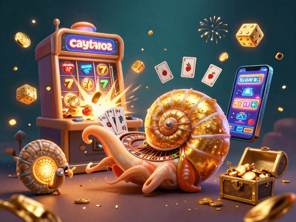 Spin the jackpot with caytailoc as a giant nautilus and radiant ammonite illuminate the casino.