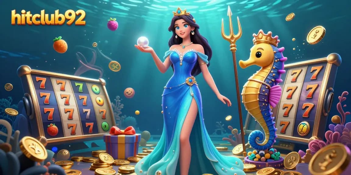 Experience thrilling casino action with hitclub92 featuring a dazzling woman and seahorse king.
