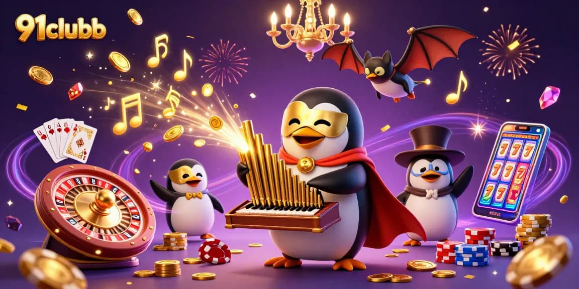 Engage with the thrilling world of 91clubb, featuring casino games and vibrant characters.