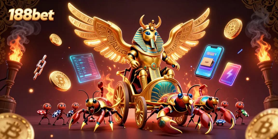 Experience thrilling adventures with 188bet in this vibrant casino-themed illustration.