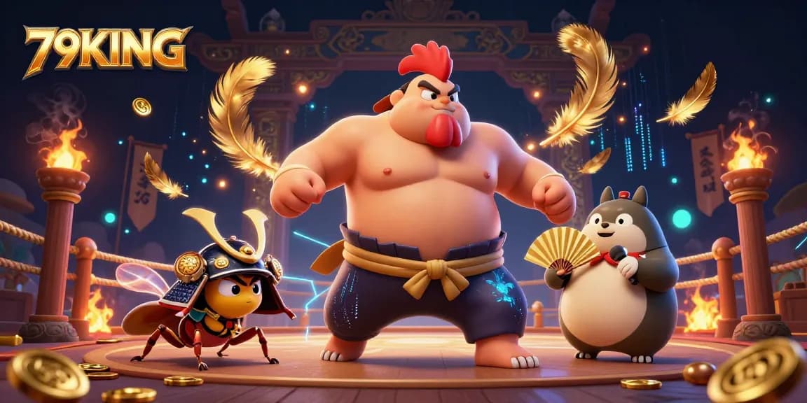 Engage with 79KING's thrilling gaming scene, featuring dynamic characters in action-packed arena.