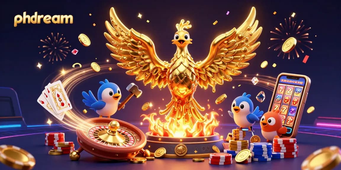 Win big at Phdream with lively illustrations of gaming excitement and golden rewards.