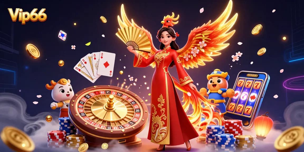 Engage with Vip66 as you spin the roulette and win dazzling coins in this vibrant casino scene.