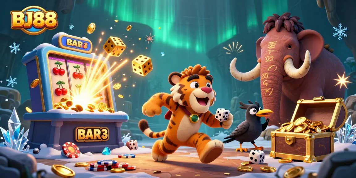 Engage with exciting BJ88 casino action featuring 3D characters amidst vibrant game elements.