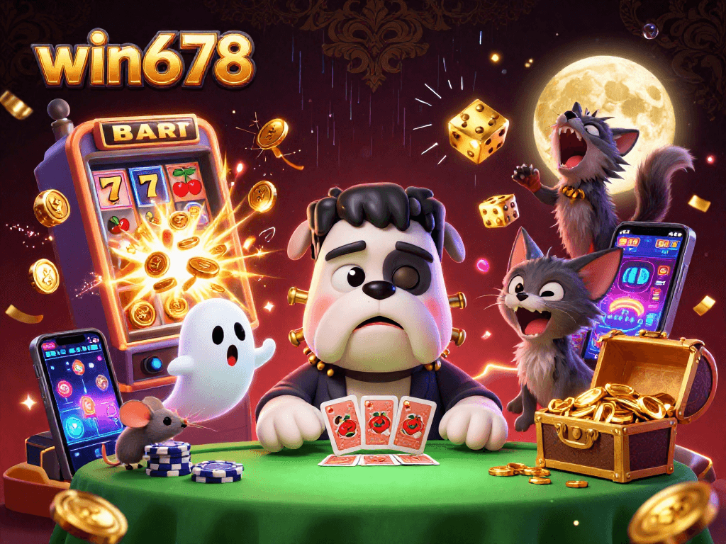Engage with win678's thrilling casino experience featuring dynamic characters in a vibrant gaming atmosphere.
