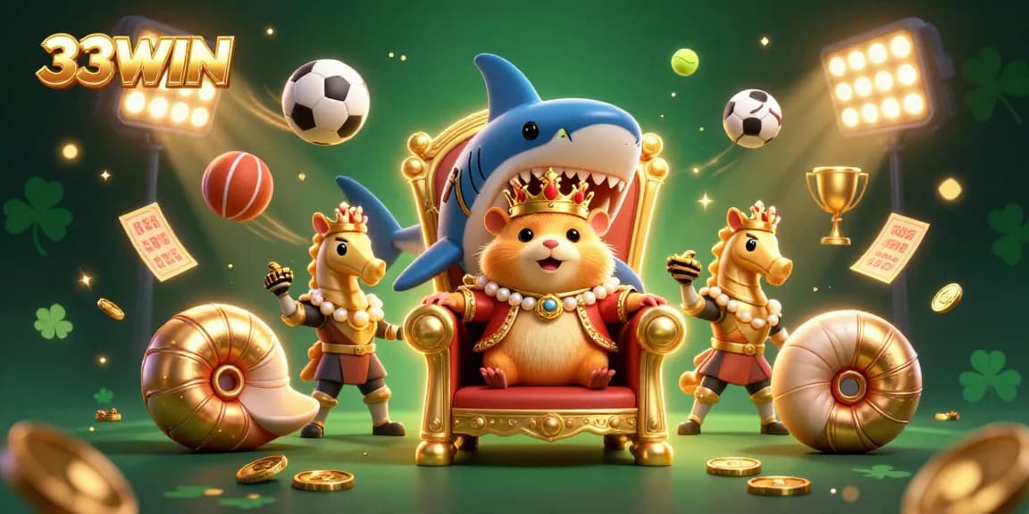 Experience the thrill of sports betting with 33WIN in this vibrant 3D casino illustration.