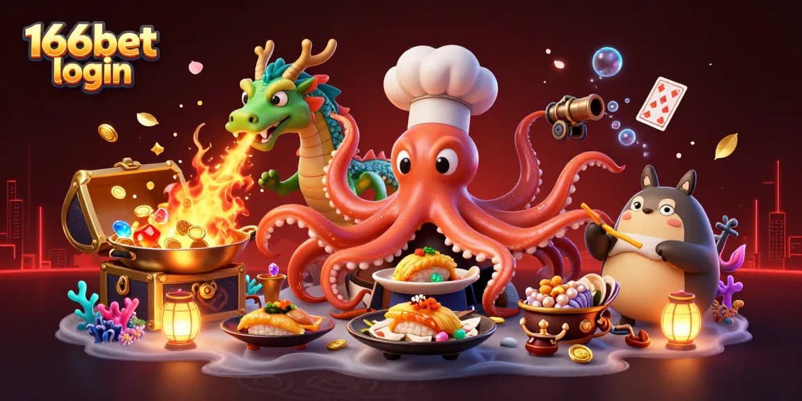 Experience thrilling gambling with the vibrant 166bet login scene featuring lively characters and casino elements.
