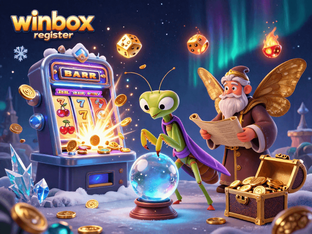 Experience the thrill of winbox register with an engaging 3D illustration of magical casino elements.