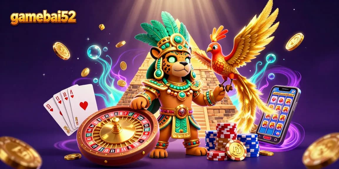 Experience thrilling gameplay with gamebai52, featuring vibrant casino elements and characters.