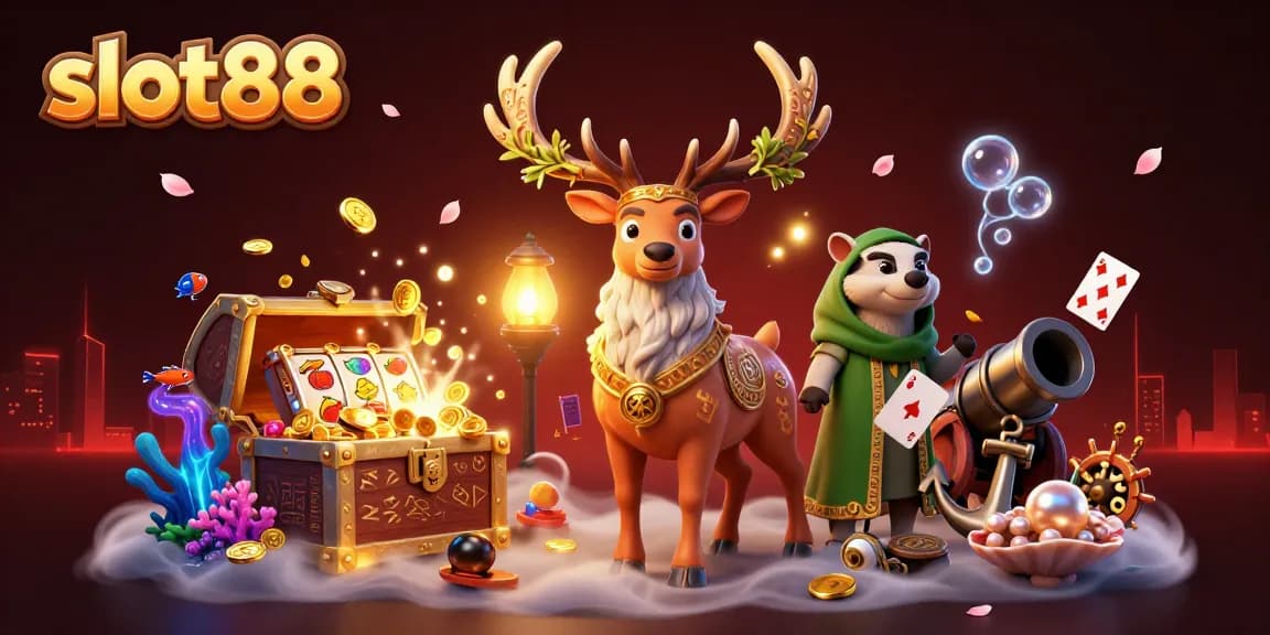 Experience thrilling slot88 games with an enchanted druid, lucky characters, and vibrant casino elements.