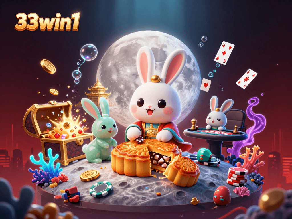 Experience top-tier play at 33win1, featuring engaging scenes with poker and vibrant casino elements.