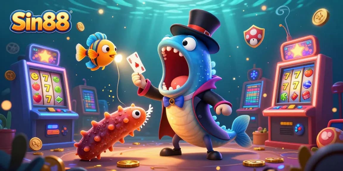 Experience the excitement of Sin88 with vibrant 3D cartoon characters engaging in thrilling casino magic surrounded by colorful gaming elements.