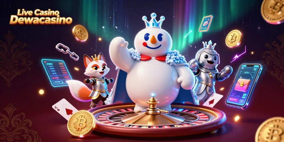 Experience thrilling action at Live Casino Dewacasino with a vibrant illustration showcasing gaming excitement and energy.