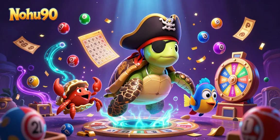 Nohu90 offers vibrant lottery action with colorful balls and energetic casino elements.