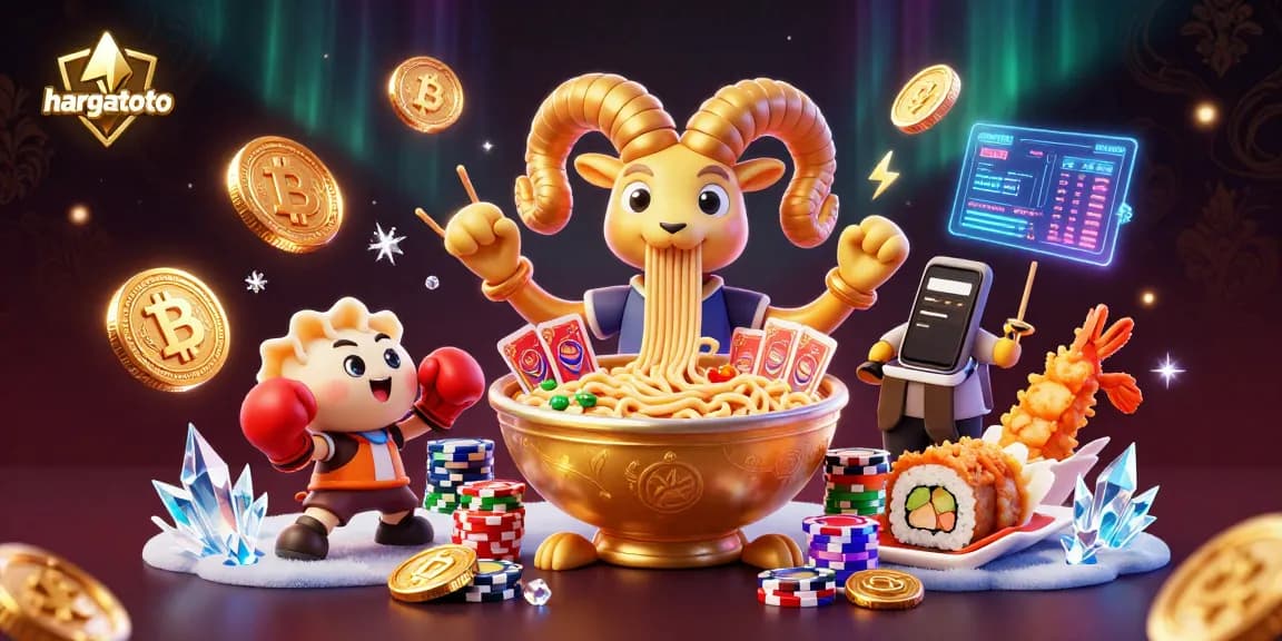 Play exciting games at hargatoto with 3D characters surrounded by vibrant gambling elements.