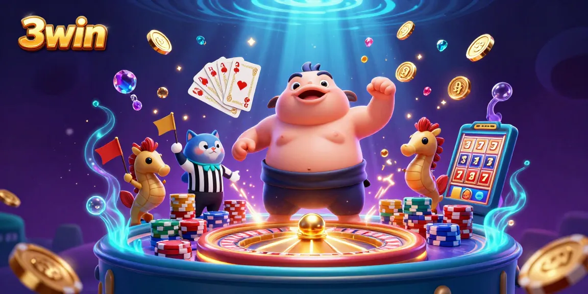 Experience 3win's vibrant underwater casino scene with captivating gaming elements and characters.