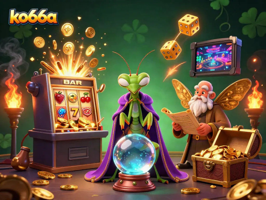 Experience an exciting jackpot with ko66a featuring whimsical characters and vibrant casino elements.