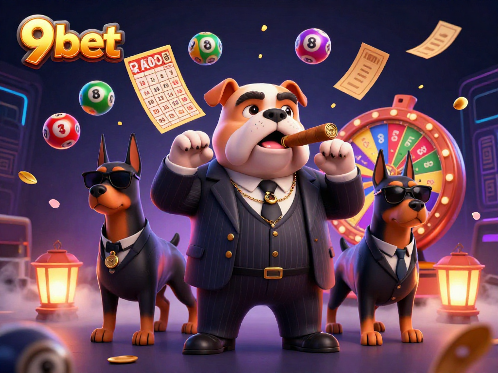 Engage with thrilling lottery elements in 9bet's vibrant 3D casino illustration showcasing excitement.