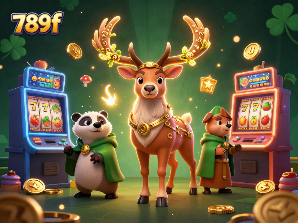 Engage in thrilling slot adventures with 789f's captivating gaming scene featuring a druid stag and rich visuals.