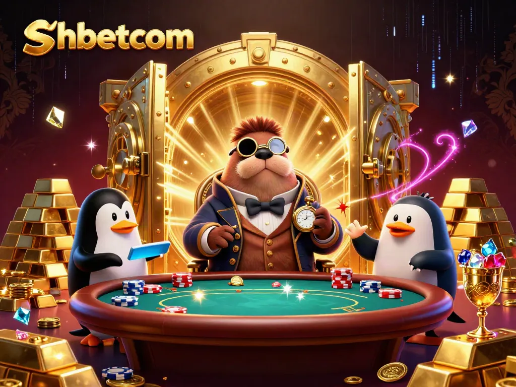 Play poker with shbetcom's jolly walrus in a vibrant underwater casino scene.