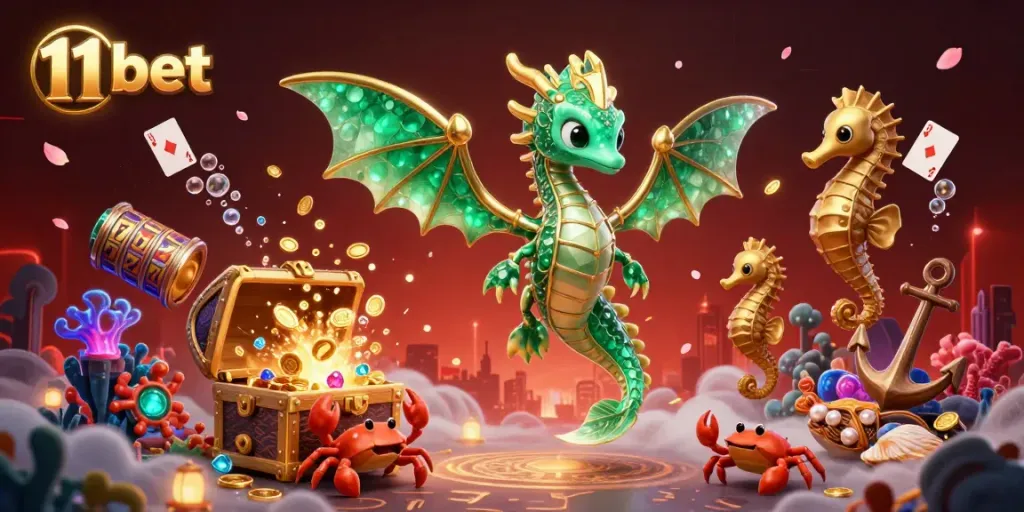 Experience thrilling wins at 11 bet with colorful gems and floating slot reels in a vibrant casino scene.