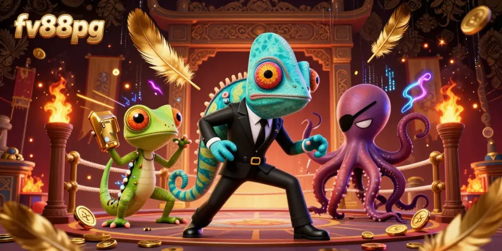 Experience thrilling gambling action at fv88pg with vibrant 3D characters and dynamic casino elements.