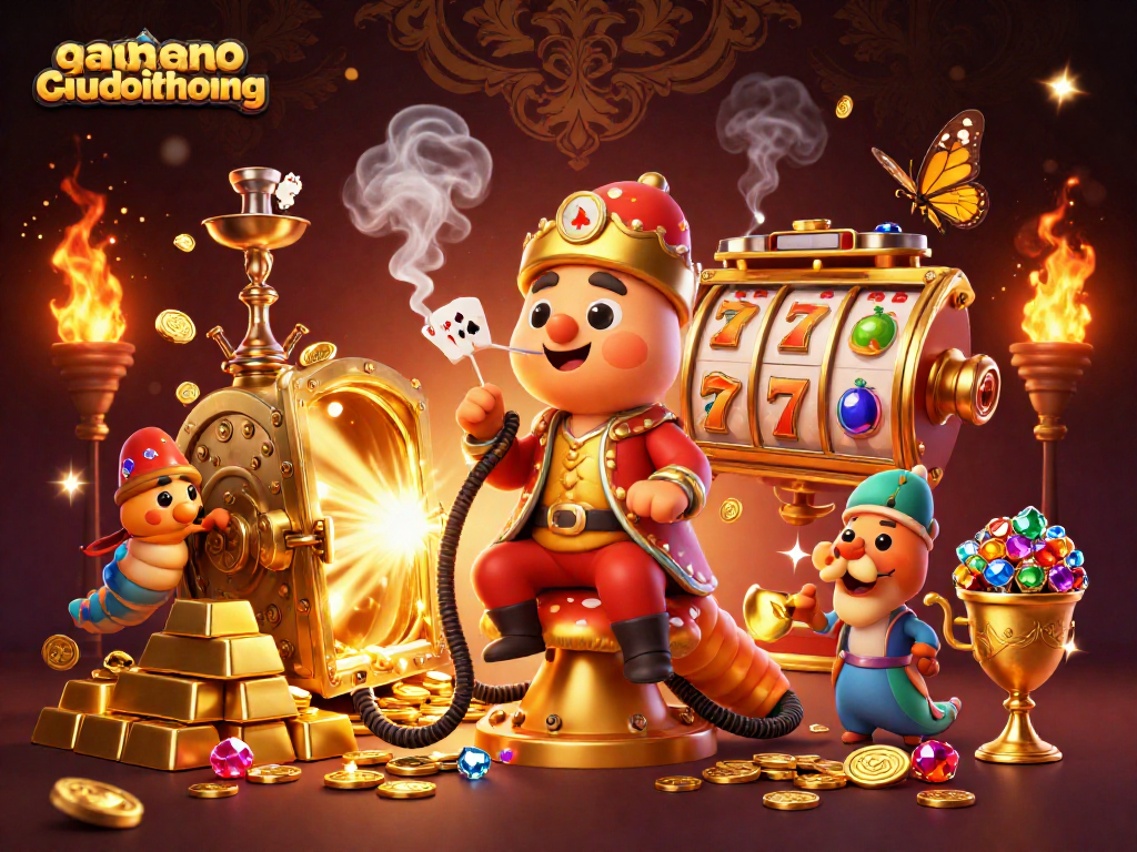 Win big with gamenohudoithuong in this colorful, dynamic digital casino illustration.