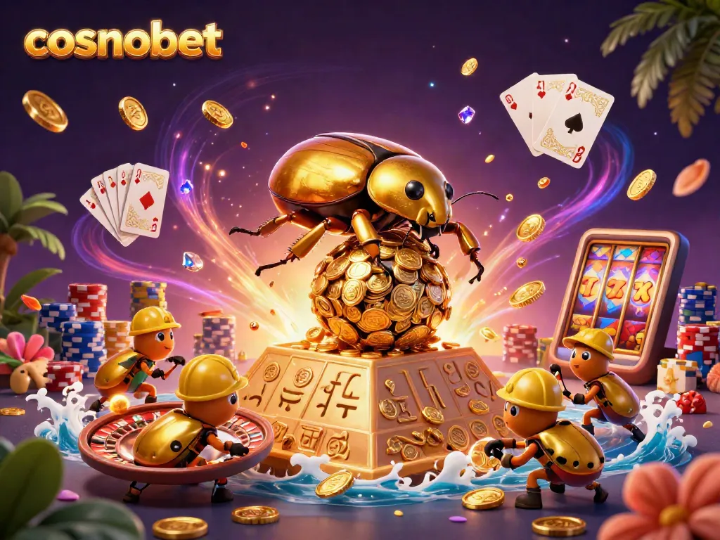Spin to win at cosmobet with dynamic casino-themed 3D scene highlighting games and bonuses.