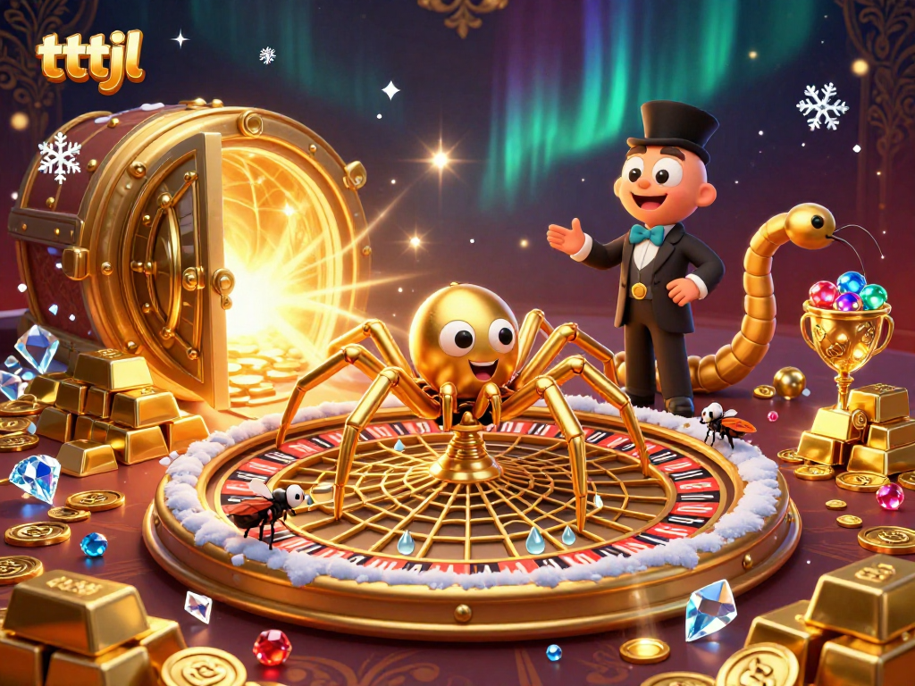 Bet on tttjl with a golden spider spinning a roulette web in a rich casino scene.