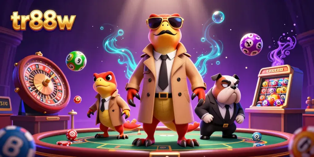 tr88w offers an entertaining scene of raptors in disguise at a vibrant casino lounge amidst thrilling gaming elements.