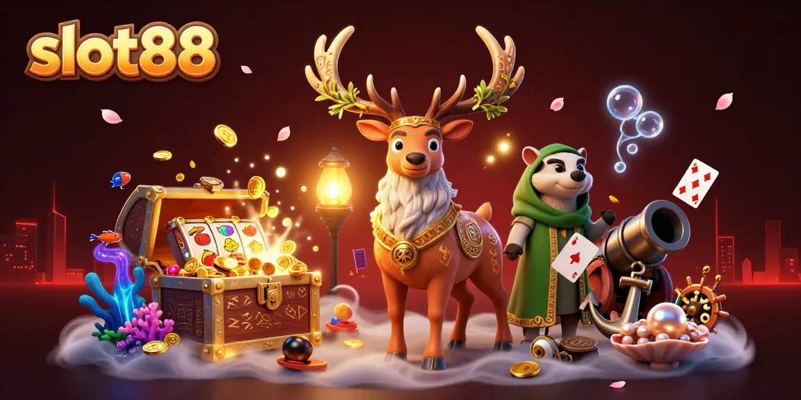Experience thrilling slot88 games with an enchanted druid, lucky characters, and vibrant casino elements.
