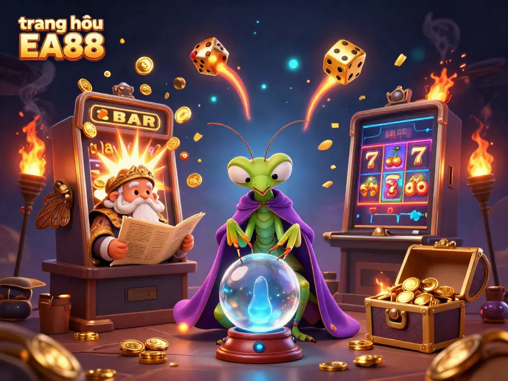 Experience the vibrant gaming atmosphere of trang chủ EA88 with enchanting characters and casino elements.