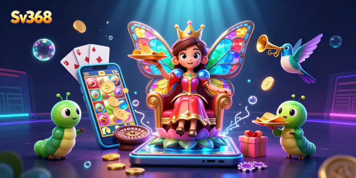 Experience the thrill of gaming with Sv368's vibrant casino atmosphere featuring a butterfly queen.