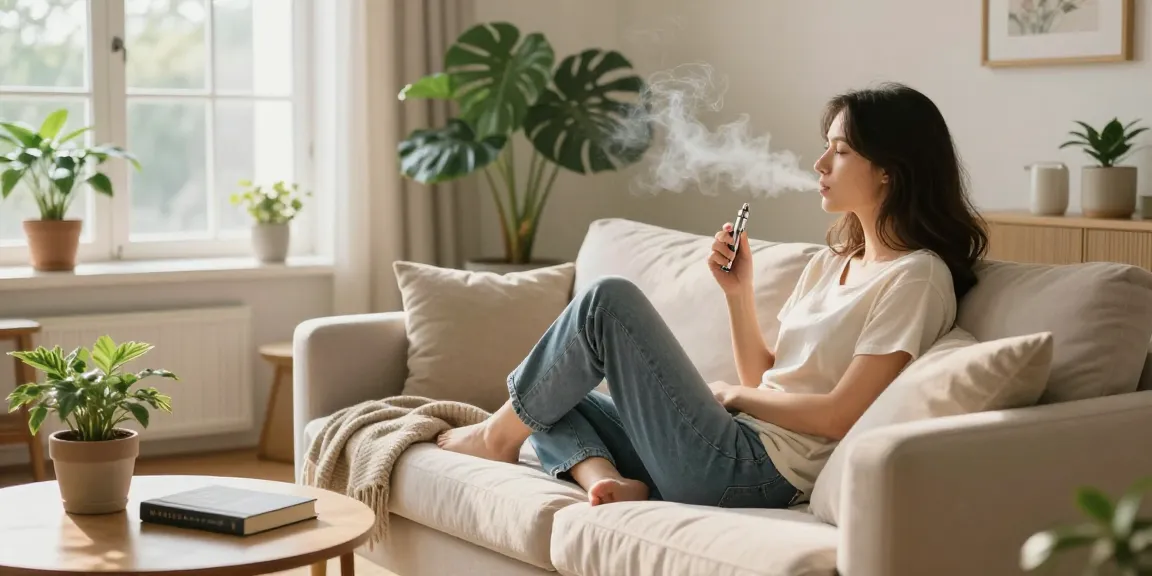 THC vape UK session in natural wellness setting, showcasing quality products and relaxation.