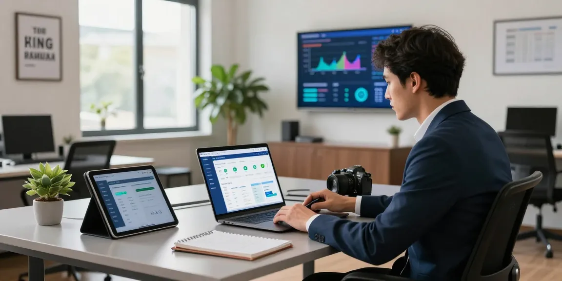 Business professional using online payment gateway in a modern office