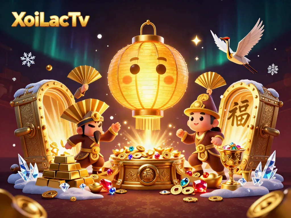 XoiLacTv highlights vibrant casino spirit with golden elements and dynamic treasures.