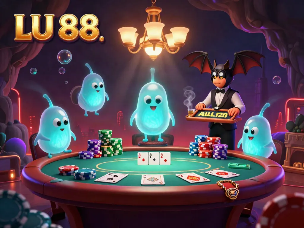 Engage with LU 88's thrilling casino experience featuring vibrant glowworms illuminating a cave casino.