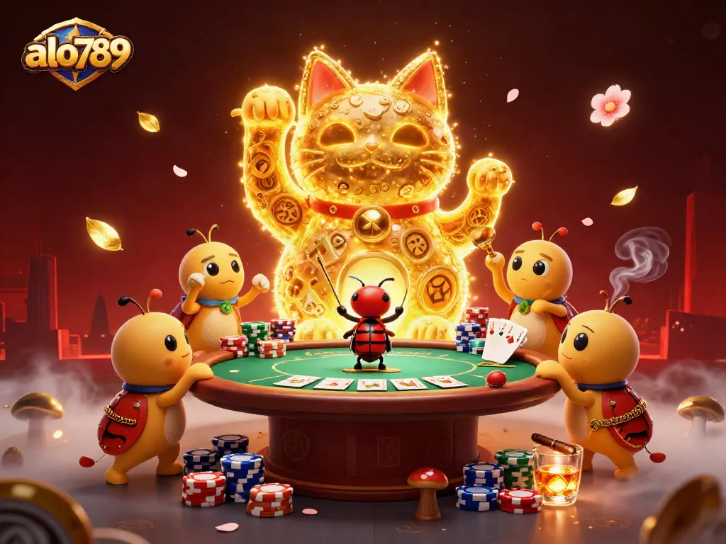 Experience thrilling gaming moments with alo789's vibrant lucky cat illustration capturing the excitement of casino play.