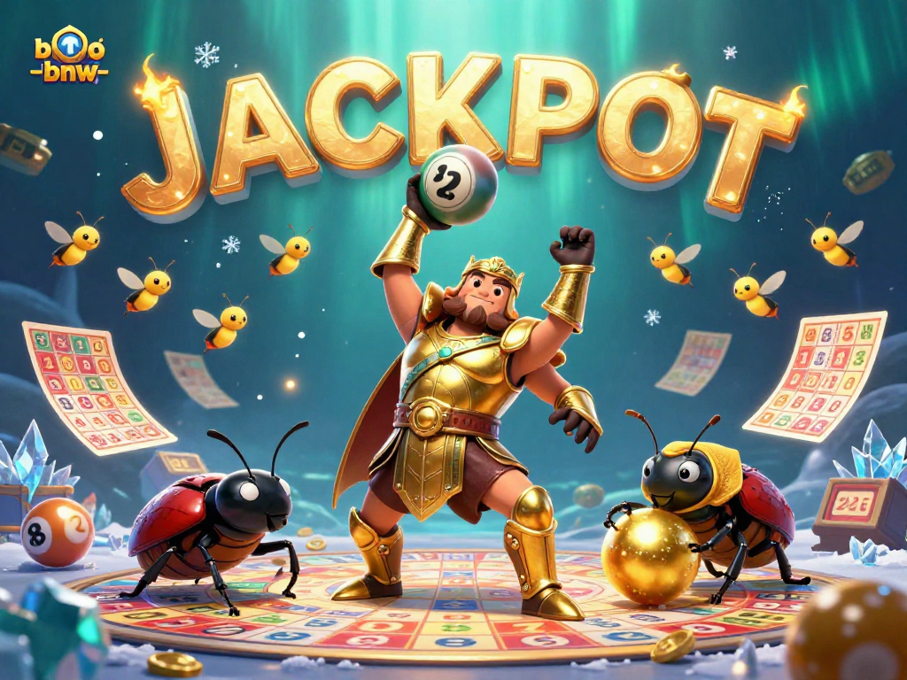 Engage in thrilling gameplay with bingo-bnw as colorful characters celebrate a jackpot win.