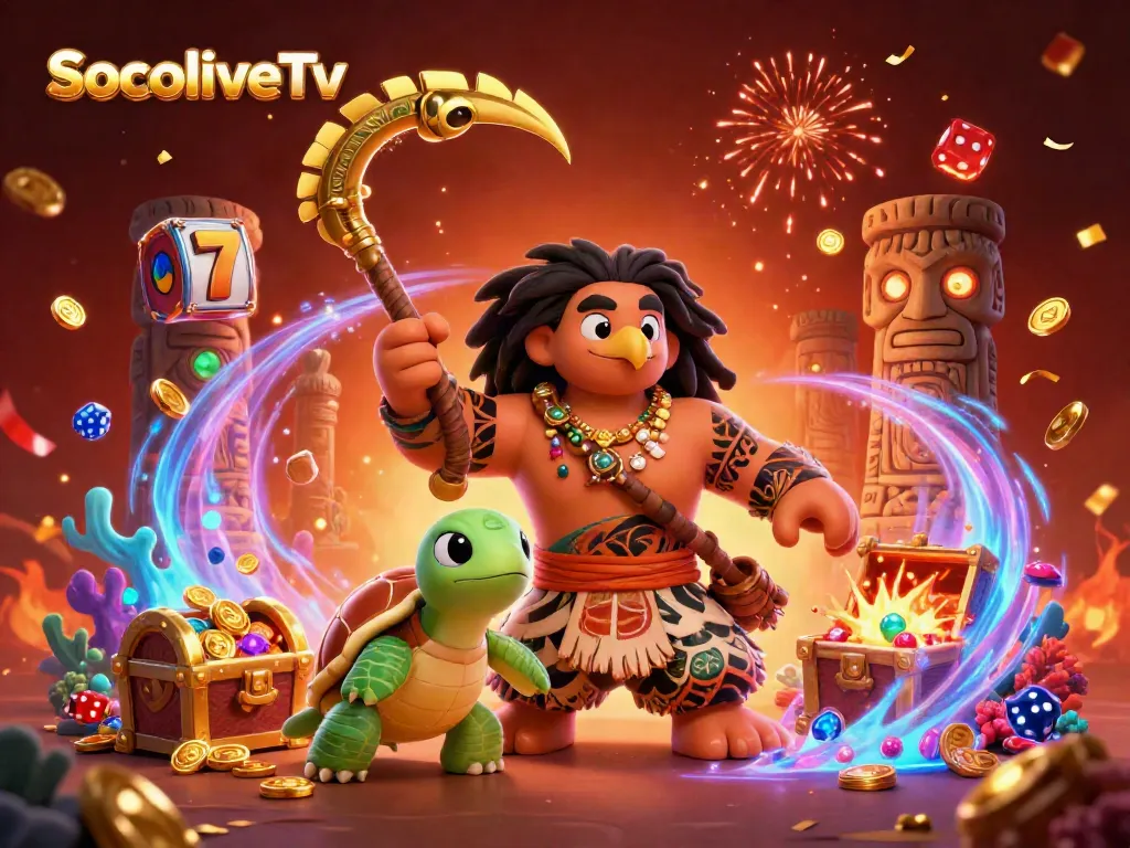 SocoliveTv brings excitement to sports betting with a 3D scene of a demigod hawk and vibrant gaming elements.
